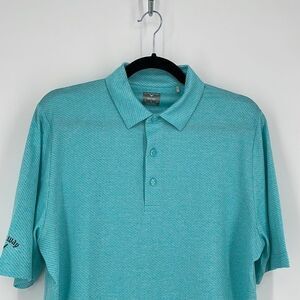 Callaway Turquoise & White Opti-Dri‎ Men's Golf Shirt size M